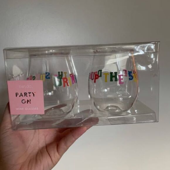 NWT Ban.do Set of Acrylic Wine Glasses - Picture 2 of 6